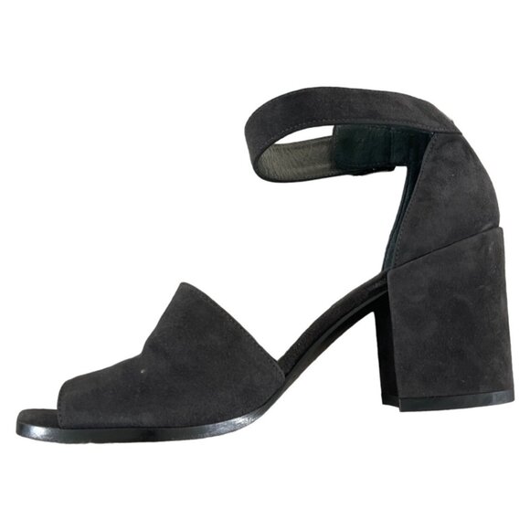 Stuart Weitzman Soho Gal Gray Suede Leather Ankle Strap Block Heel Sandals 5.5 M - Picture 7 of 12